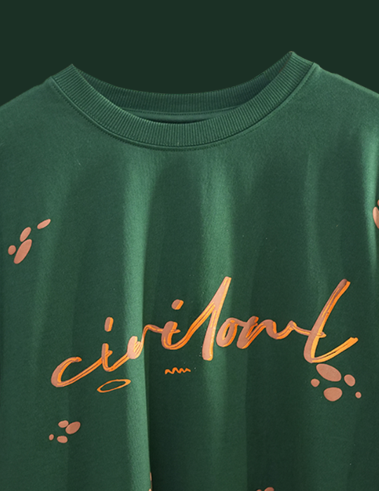 BOTTLE GREEN FLORAL BUTTERFLY OVERSIZED T SHIRT