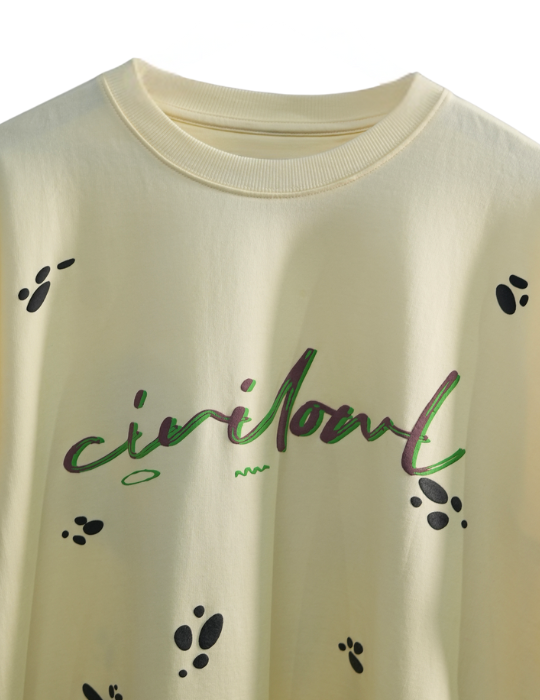 CREME FLORAL BUTTERFLY OVERSIZED T SHIRT