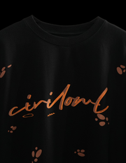 BLACK FLORAL BUTTERFLY OVERSIZED T SHIRT