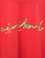 RED CIVILOWL BASIC OVERSIZED T SHIRT