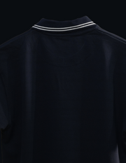 BLACK CIVILOWL RUNNING WHITE FONT COLLAR T SHIRT