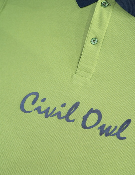GREEN CIVILOWL DRYFIT MARS RUNNING COLLAR T SHIRTS