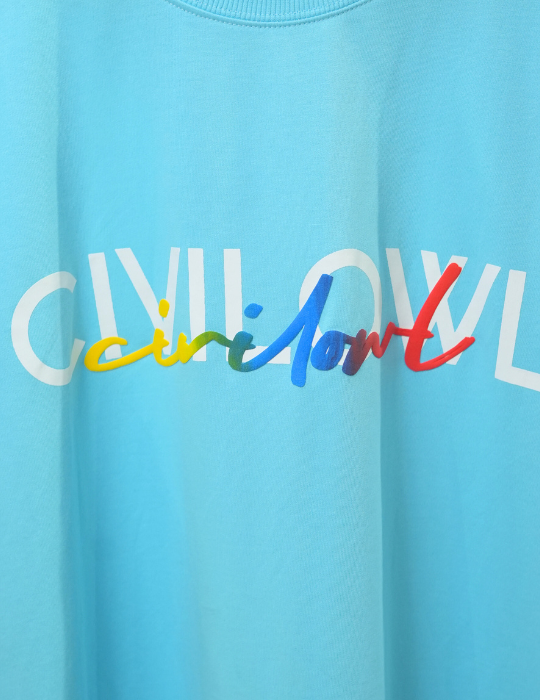 SKY BLUE DUAL FONTS CIVILOWL OVERSIZED T SHIRT