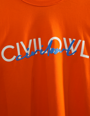 ORANGE DUAL FONTS CIVILOWL OVERSIZED T SHIRT