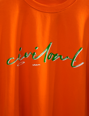 ORANGE CIVILOWL BASIC OVERSIZED T SHIRT