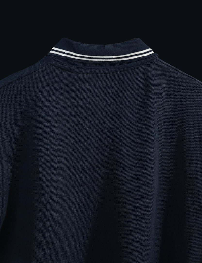 NAVY BLUE SIDE OWL COLLAR T SHIRT