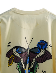 CREME FLORAL BUTTERFLY OVERSIZED T SHIRT