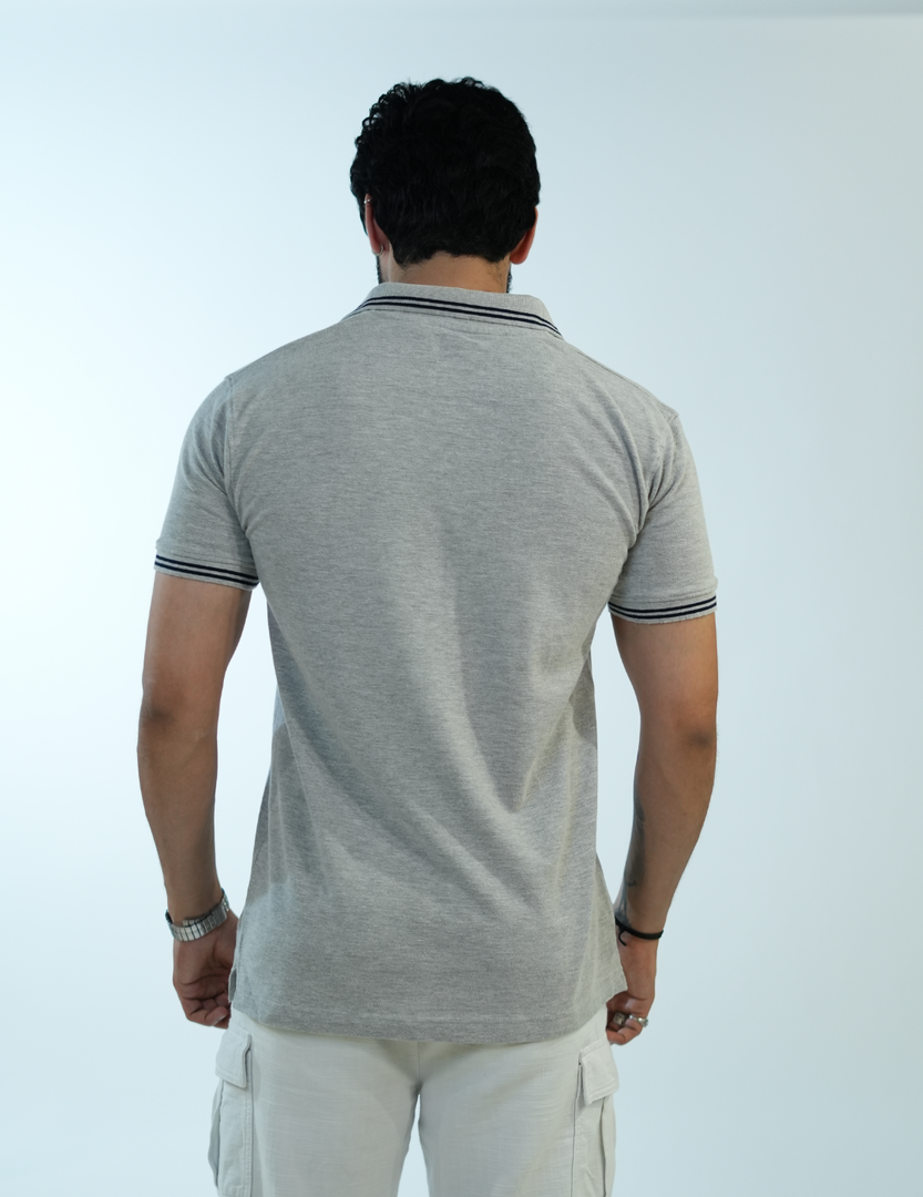 GRAY CIVILOWL RUNNING FONT COLLAR T SHIRT