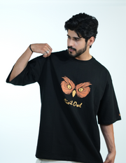 BLACK OWL FIGURE OVERSIZED T SHIRT