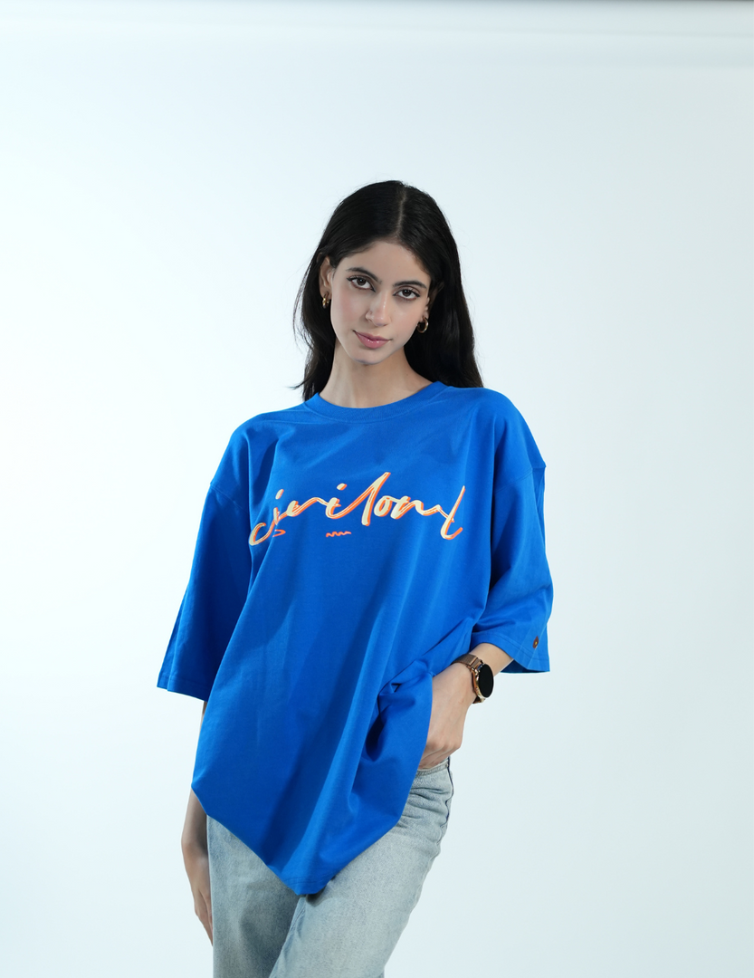ROYAL BLUE CIVILOWL BASIC OVERSIZED T SHIRT