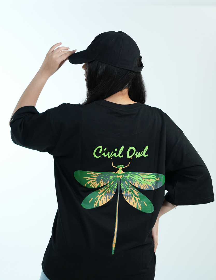 BLACK BUTTERFLY BEE OVERSIZED T SHIRT