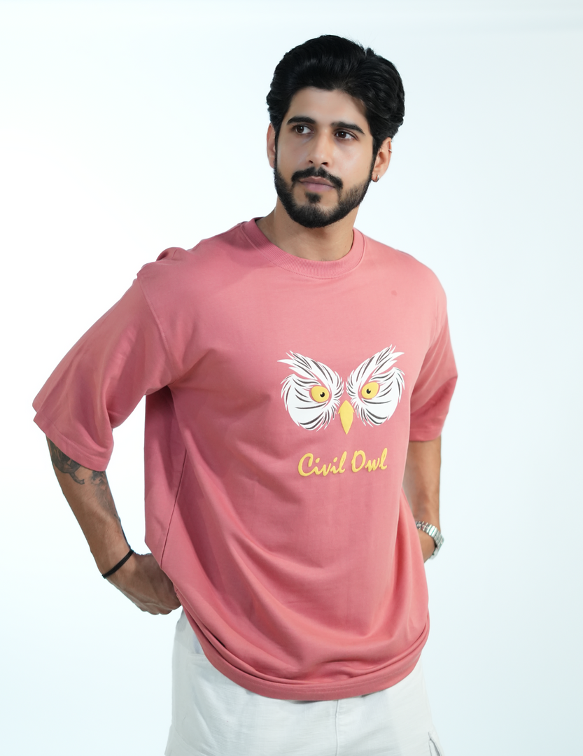 PEACH OWL FIGURE OVERSIZED T SHIRT