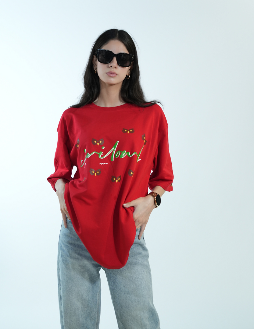 RED OWLS BASIC OVERSIZED T SHIRT