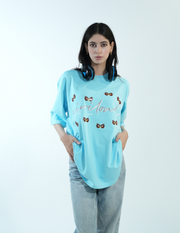 SKY BLUE OWLS BASIC OVERSIZED T SHIRT
