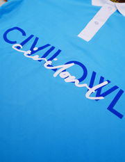 SKY BLUE CIVILOWL DRYFIT MARS MERGE COLLAR T SHIRTS