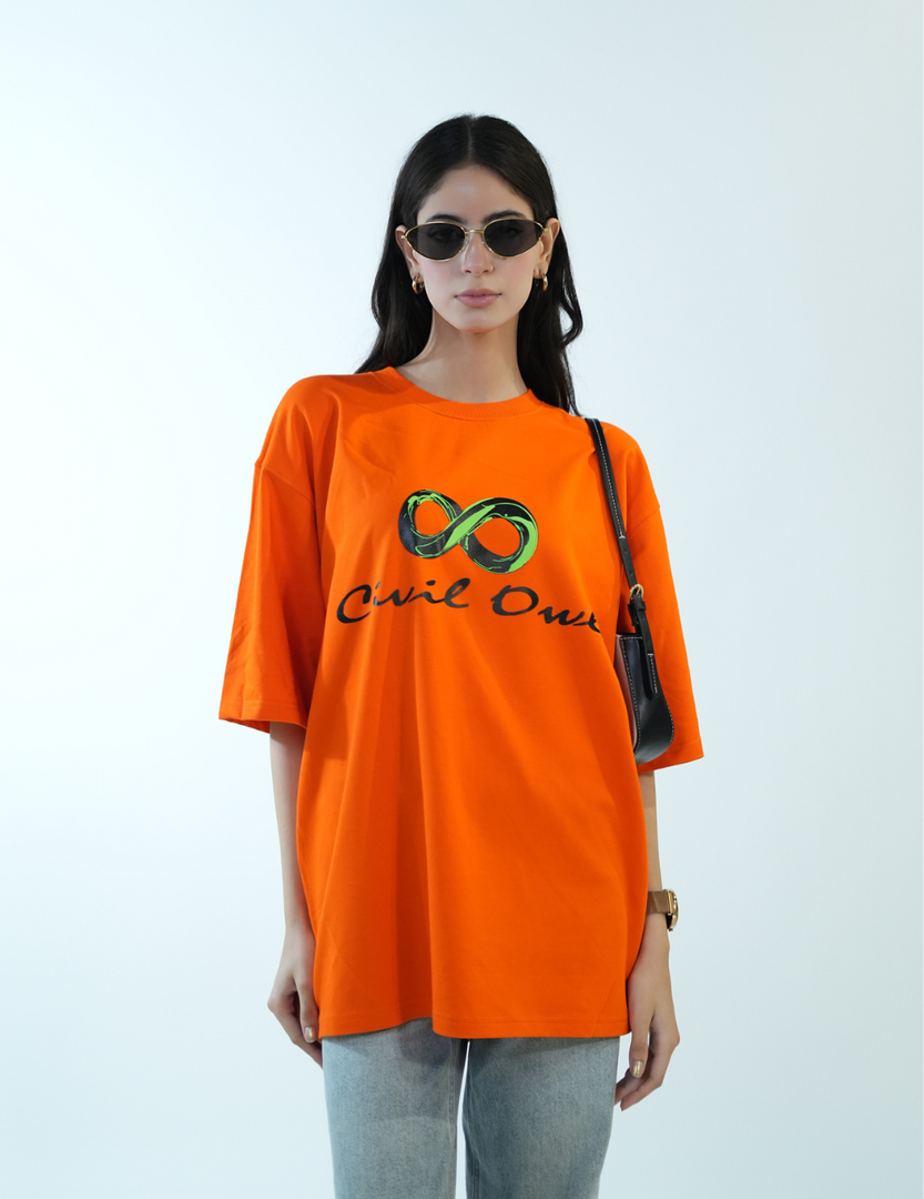 ORANGE INFINITY OVERSIZED T SHIRT