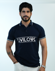 NAVY BLUE CIVILOWL LINING COLLAR T SHIRT