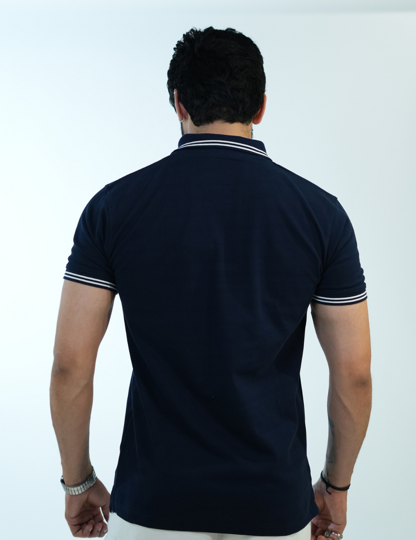 NAVY BLUE CIVILOWL LINING COLLAR T SHIRT