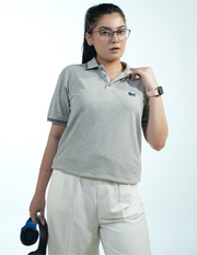 GREY SIDE OWL COLLAR T SHIRT