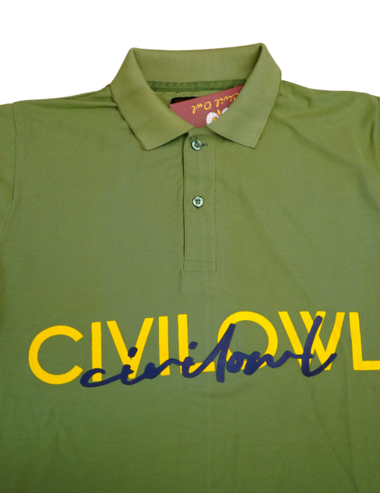 GREEN CIVILOWL DRYFIT MARS MERGE COLLAR T SHIRTS